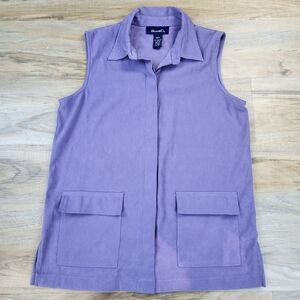 🔹️Denim & Co Eggplant Buttoned Front Sleeveless Vest Small